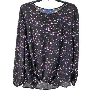 Apt.9 Womens Large Long Sleeve Black Animal Print Blouse Pre-Owned